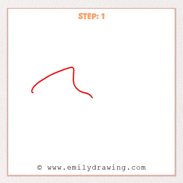 how to draw a dragon wings - A first sketch line for dragon wings showing a long arched top edge with a sharp bend and a downward curve.